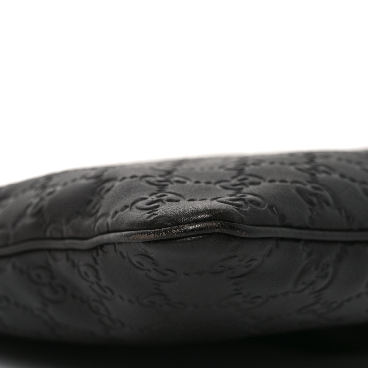 Gucci Guccissima Medium Flat Messenger Bag Black