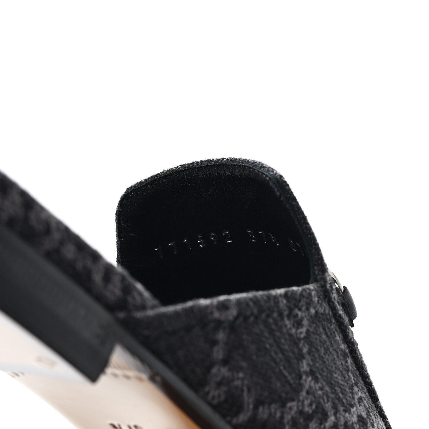 Gucci New Denim GG Malaga Kid Womens Princetown Slippers 37.5 Grey Black