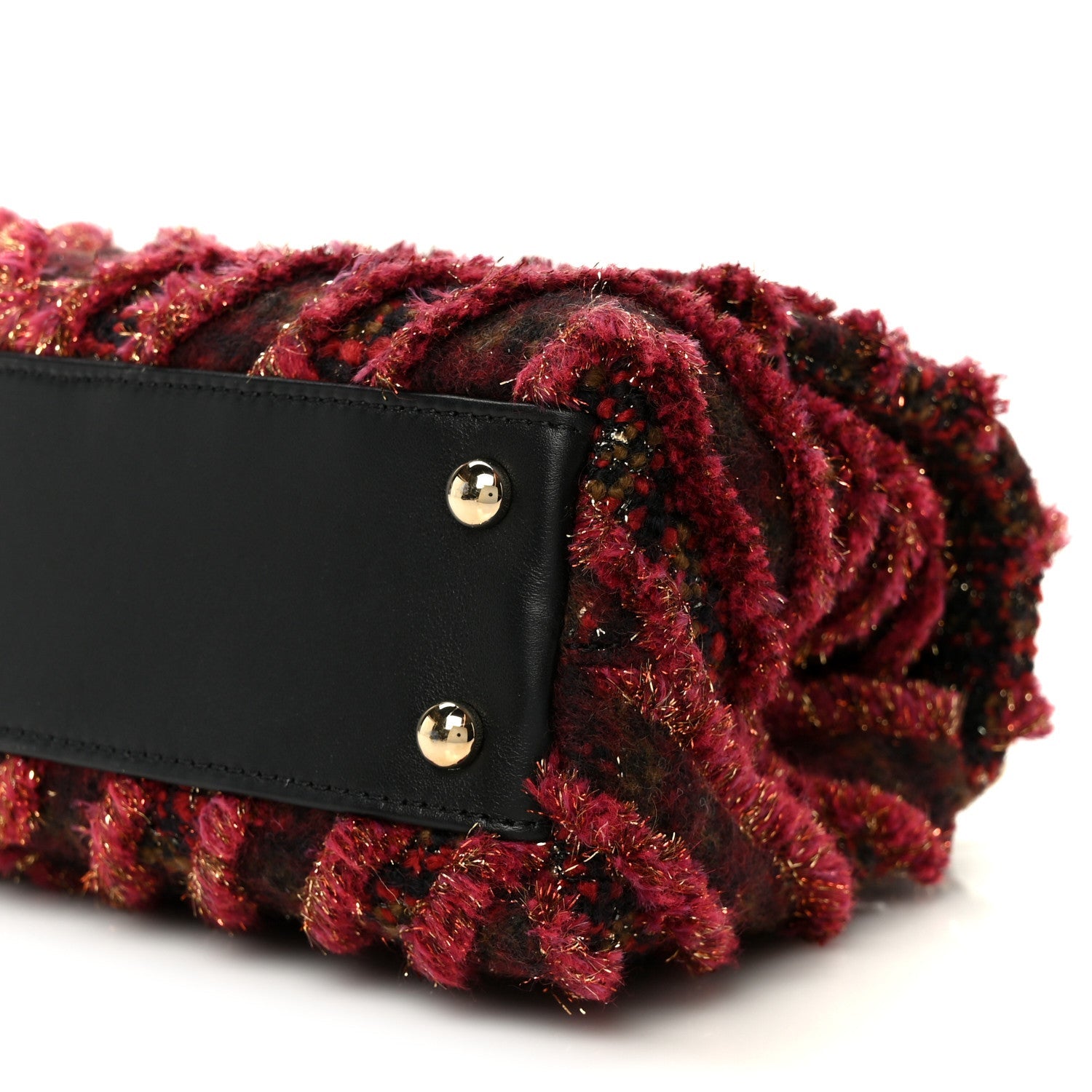 Chanel Tweed Fringe Mini Coco Handle Flap Red Black