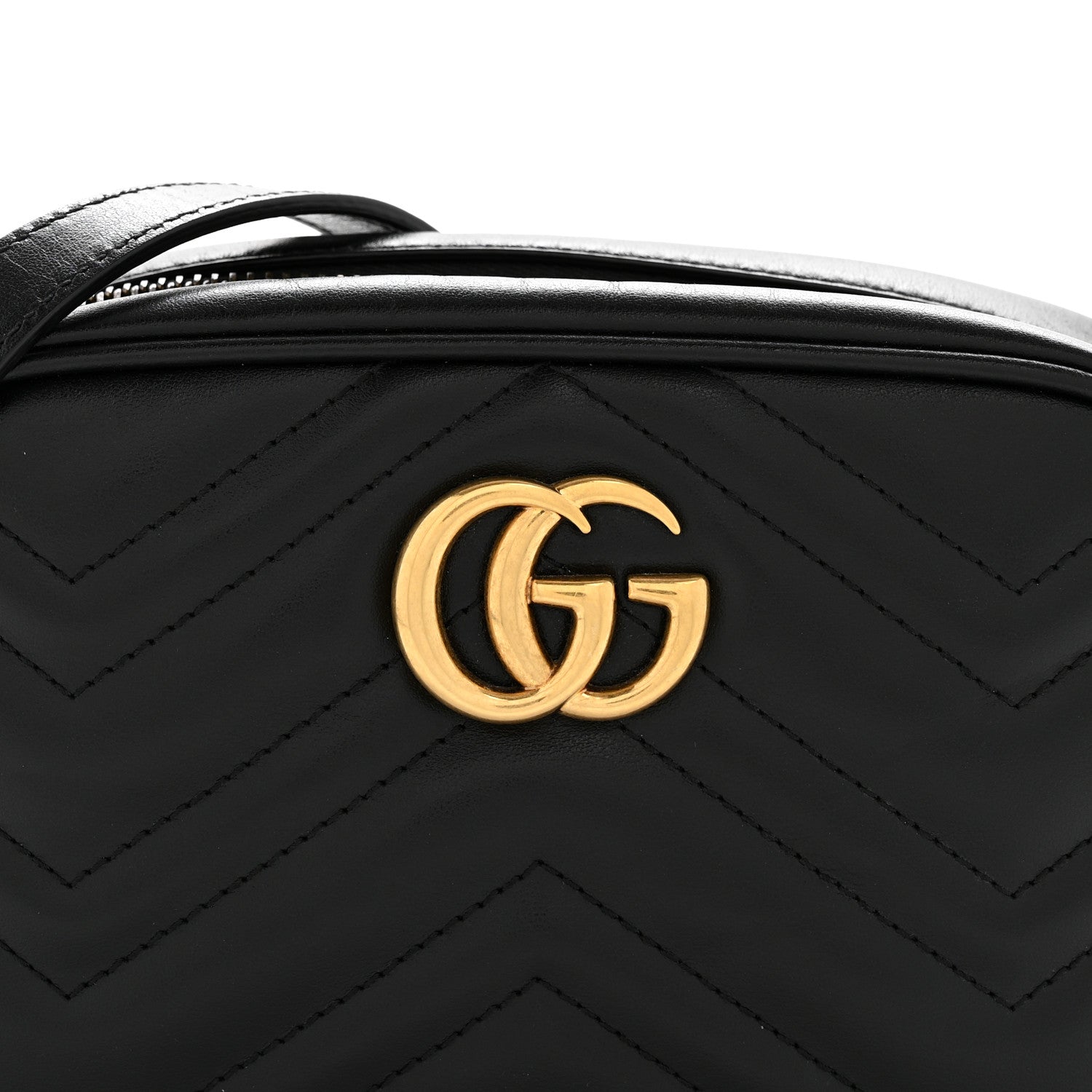 Gucci Calfskin Matelasse Mini GG Marmont Chain Shoulder Bag Black