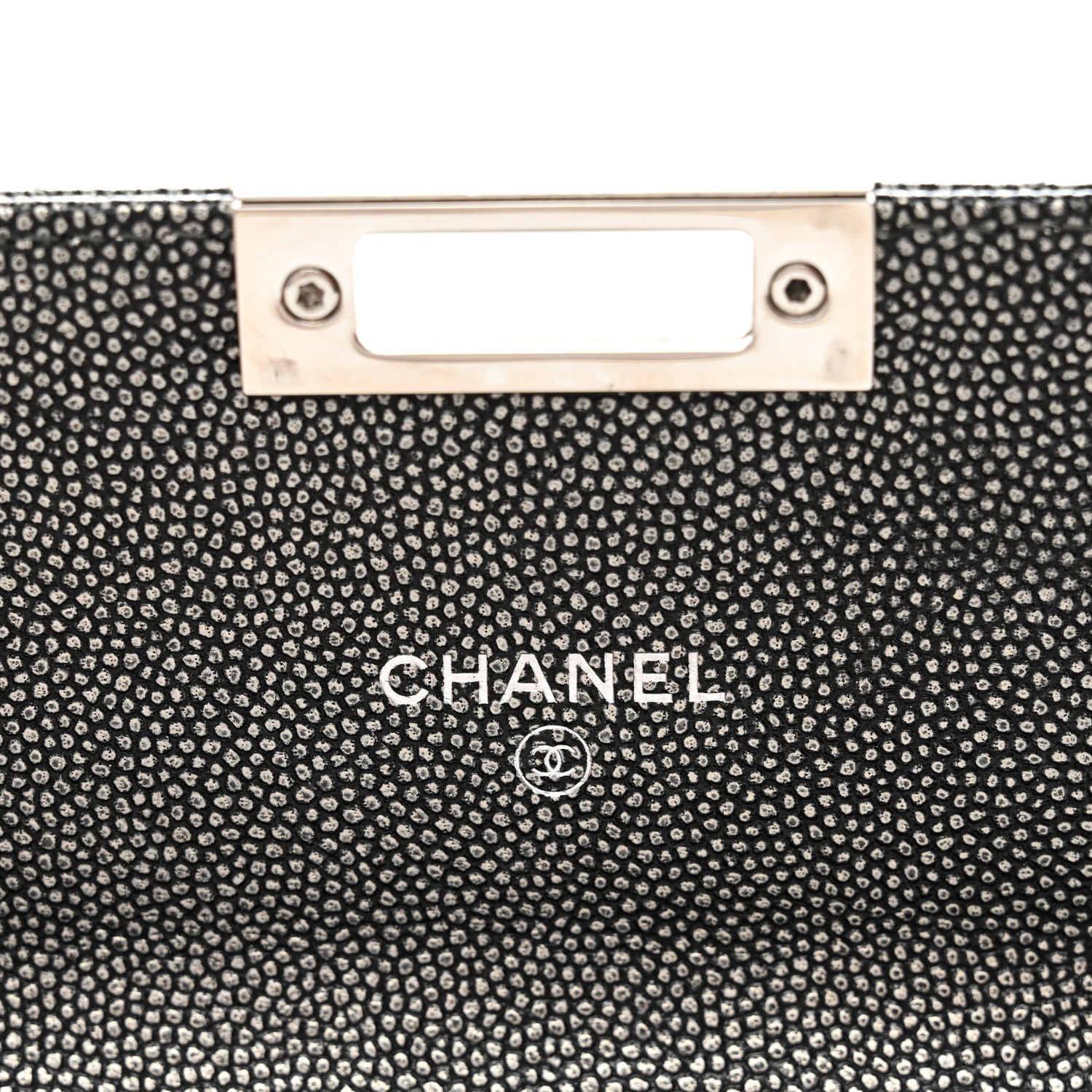 Metallic Caviar Quilted Large Golden Class Gusset Flap Wallet Dark Grey