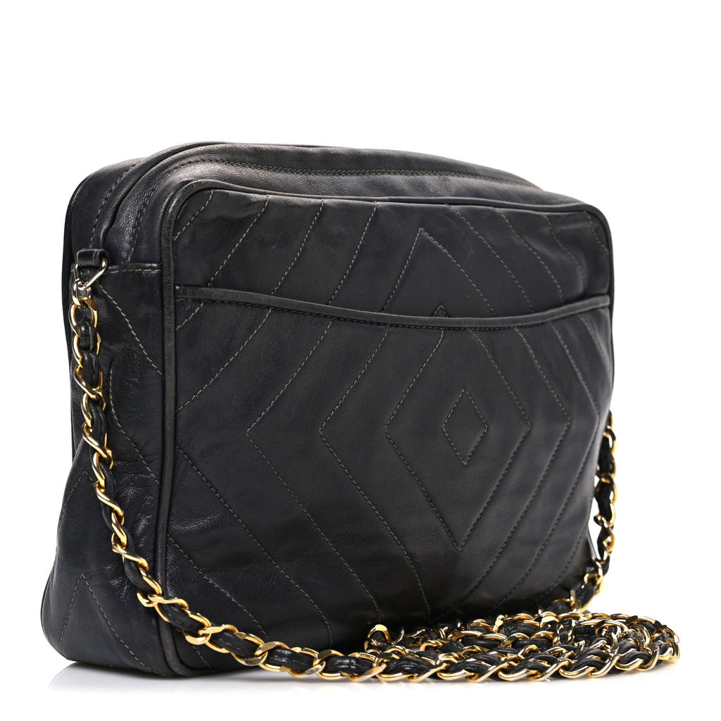 Chanel Lambskin Quilted CC Tassel Camera Case Black