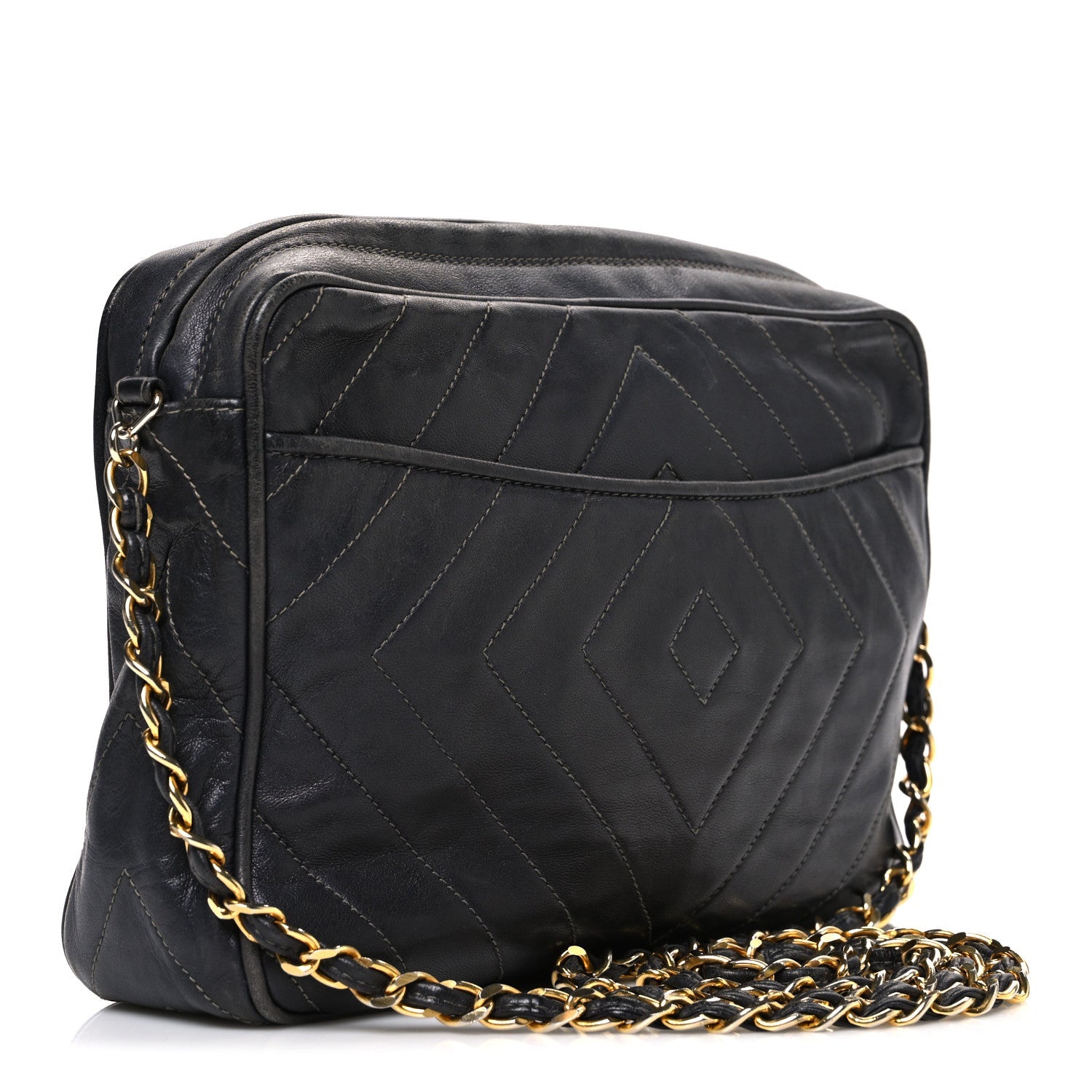 Chanel Lambskin Quilted CC Tassel Camera Case Black