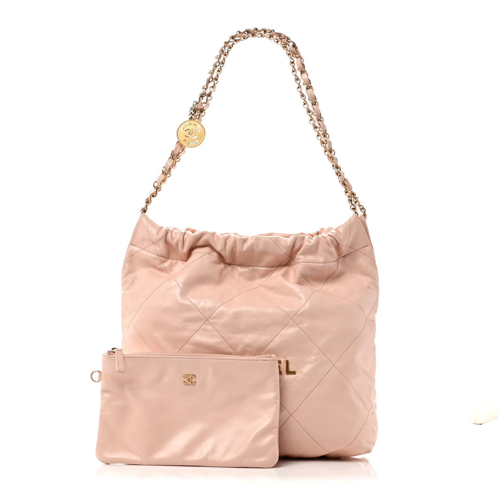 Chanel Shiny Calfskin Quilted Small Chanel 22 Light Pink