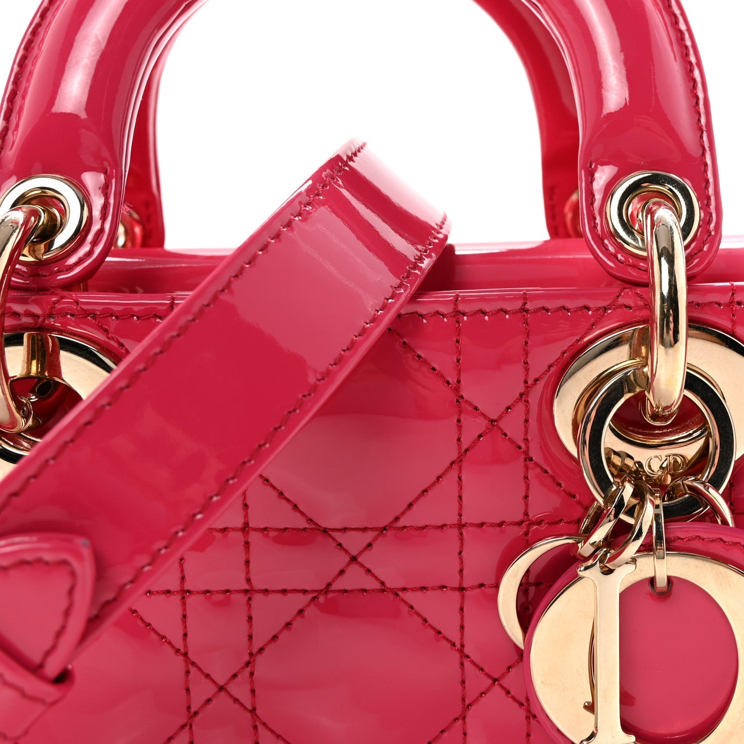 Christian Dior Patent Cannage Small Lady D-Joy Mexican Red