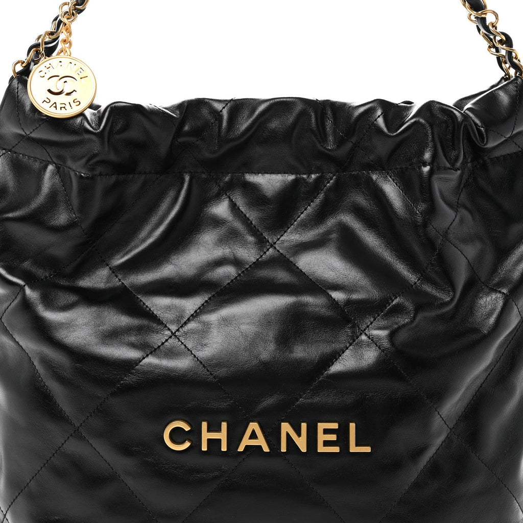 Chanel Shiny Calfskin Quilted Small Chanel 22 Black