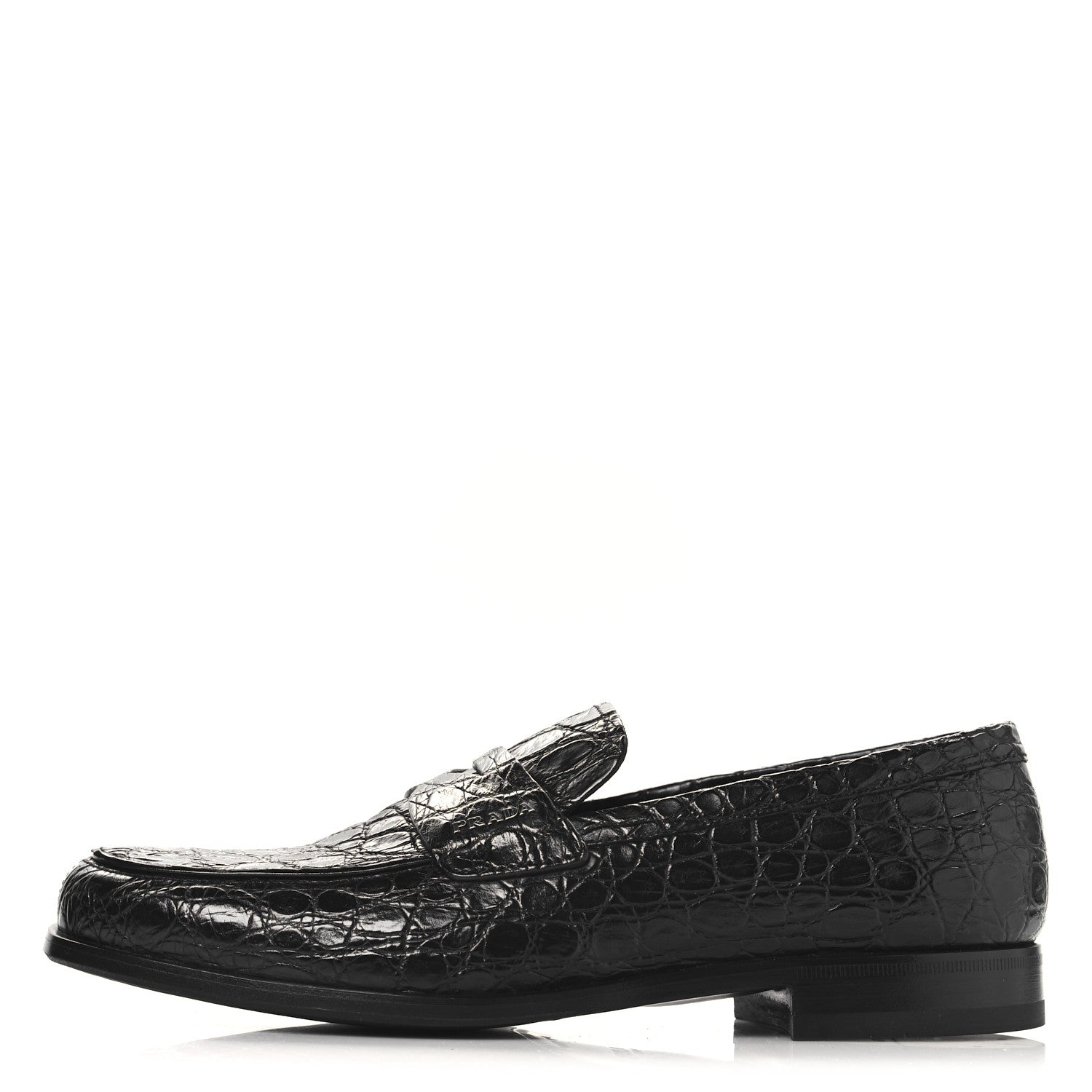 Prada Crocodile Mens Loafers 7 Black