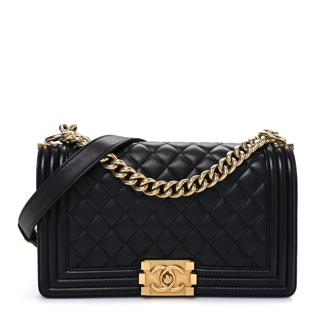 Chanel Lambskin Quilted Medium Boy Flap Black