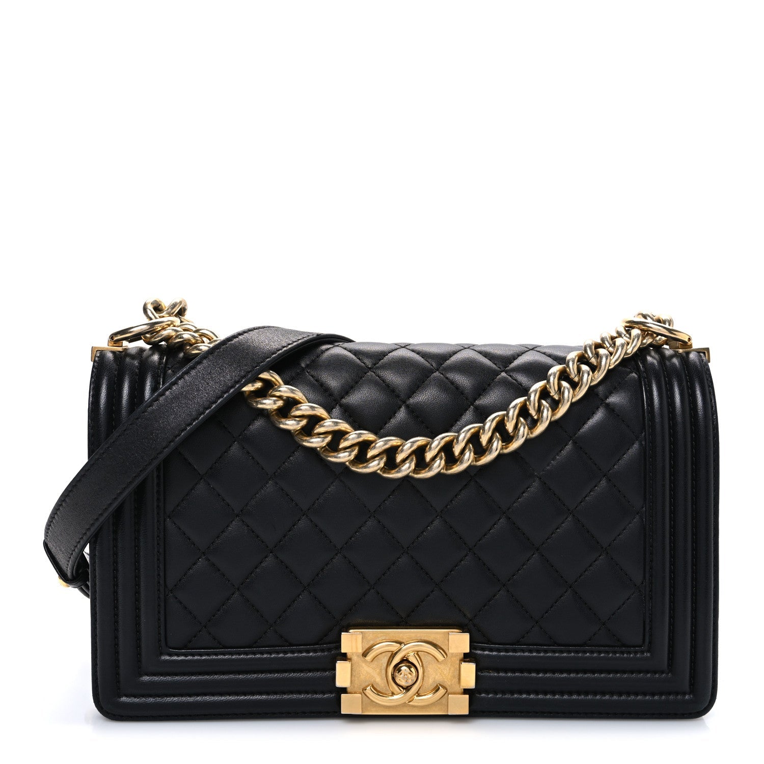 Chanel Lambskin Quilted Medium Boy Flap Black