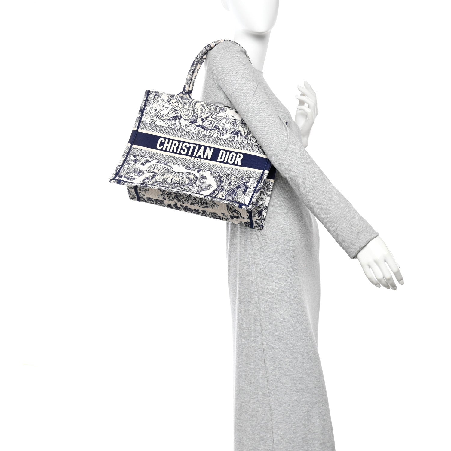 Christian Dior Canvas Embroidered Medium Dioriviera Toile De Jouy Book Tote Blue