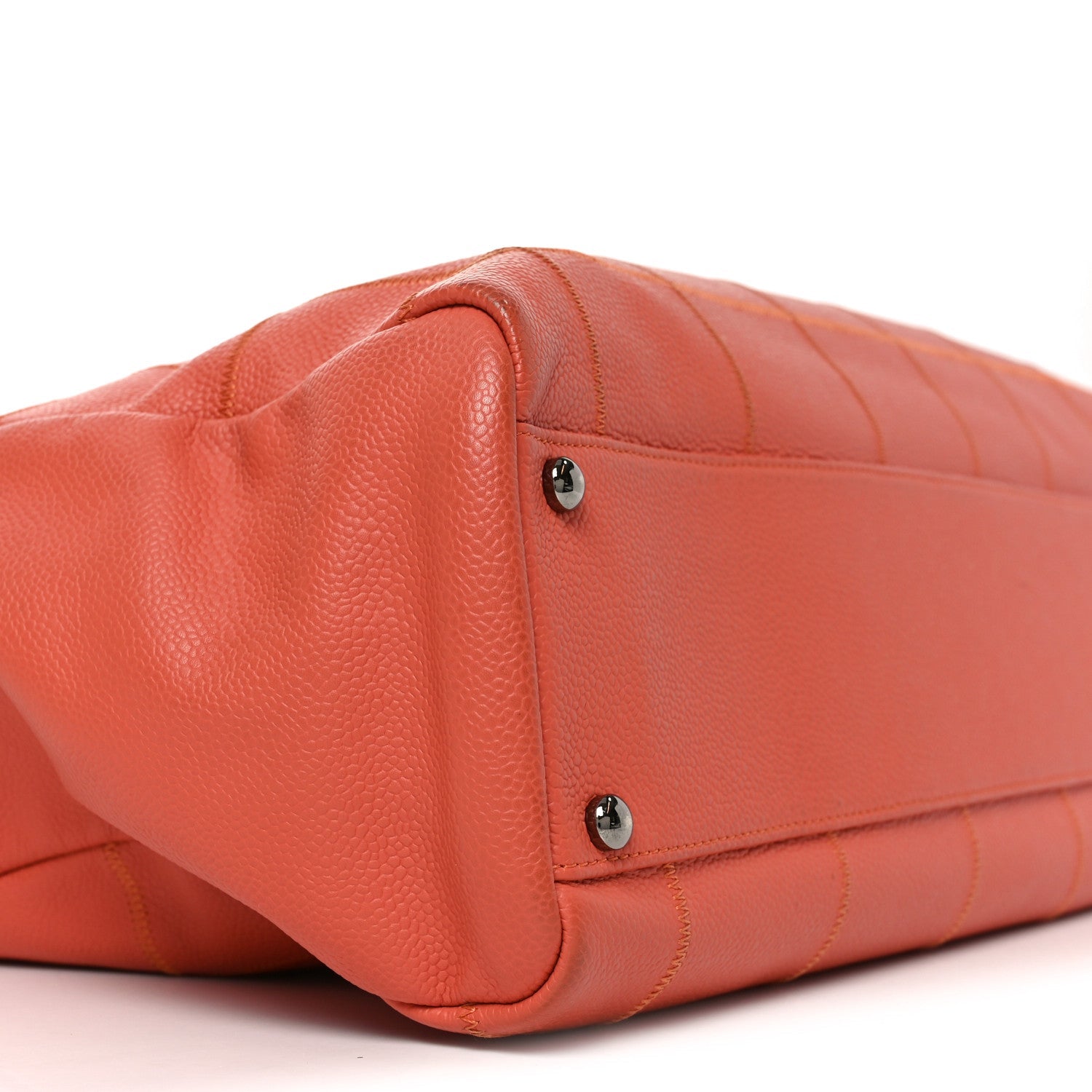 Chanel Caviar Square Stitched Large Tote Orange