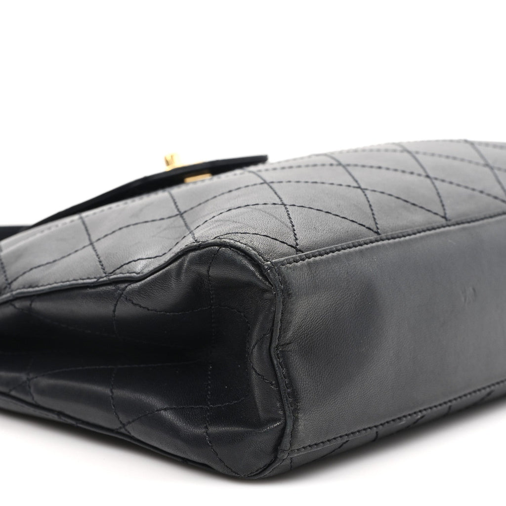 Chanel Lambskin Quilted CC Flap Shoulder Bag Black