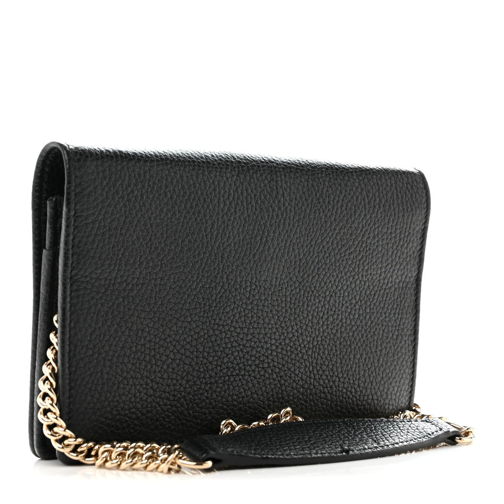 Gucci Pebbled Calfskin Soho Wallet On Chain Black