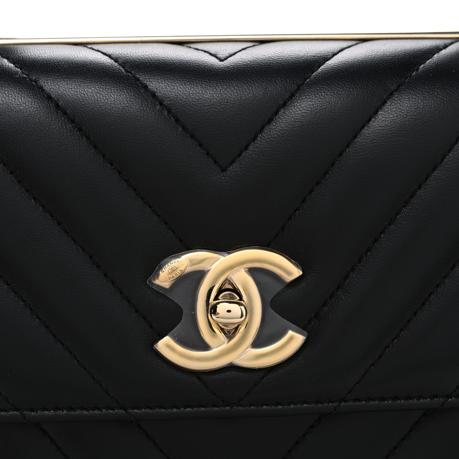 Chanel Lambskin Chevron Quilted Small Trendy CC Flap Dual Handle Bag Black