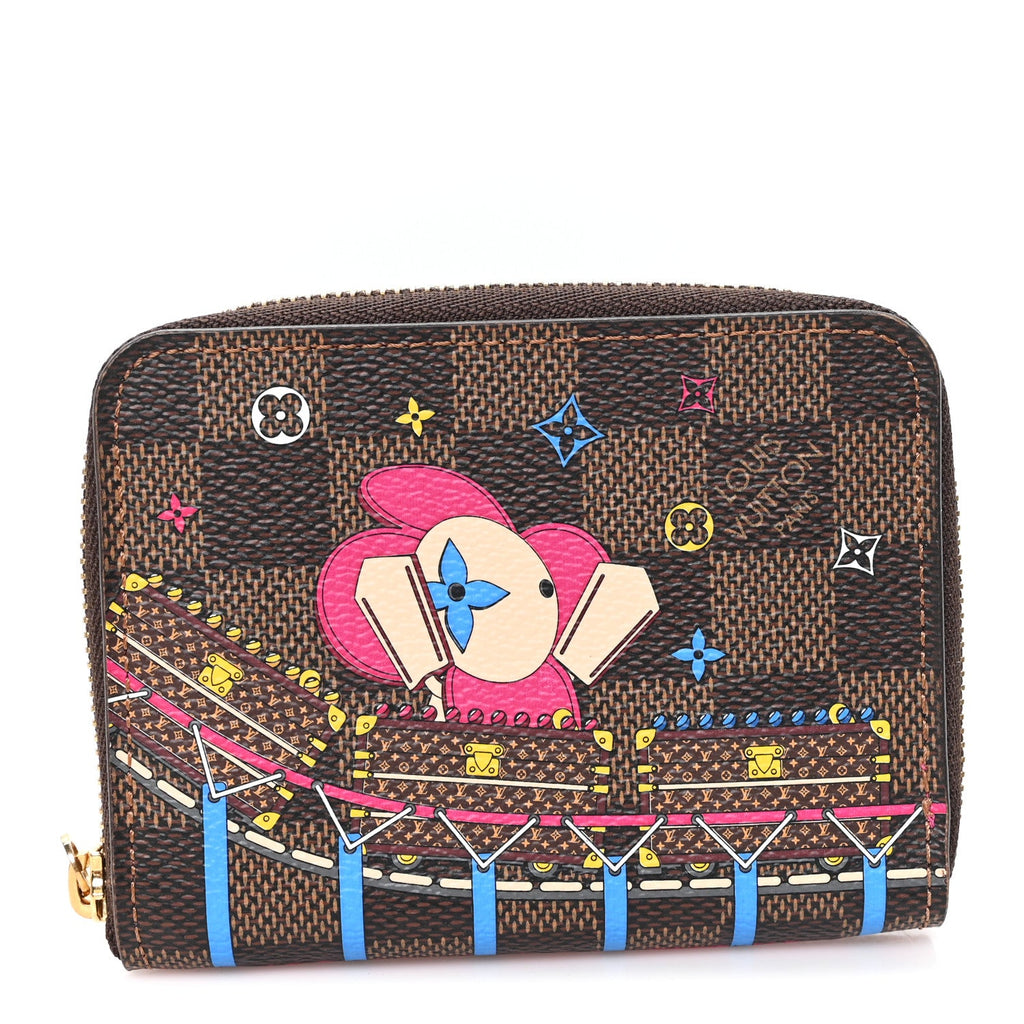 Louis Vuitton Damier Ebene 2020 Christmas Animation Roller Coaster Zippy Coin Purse Pivoine