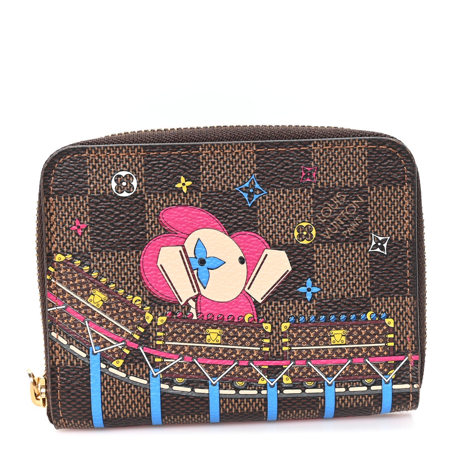 Louis Vuitton Damier Ebene 2020 Christmas Animation Roller Coaster Zippy Coin Purse Pivoine