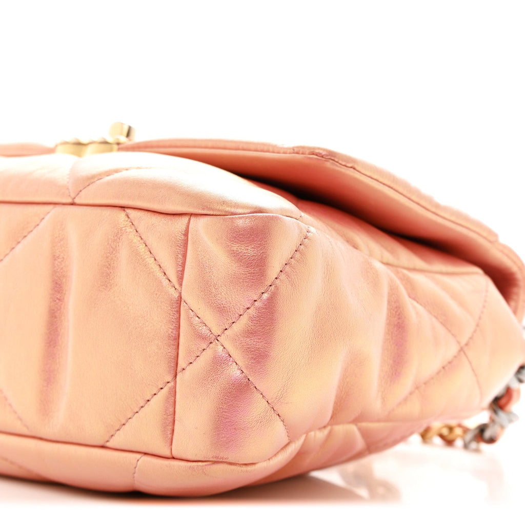 Chanel Iridescent Calfskin Quilted Medium Chanel 19 Flap Pink