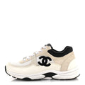 Mesh Suede Calfskin Grained Calfskin Womens CC Sneakers 37 White Black
