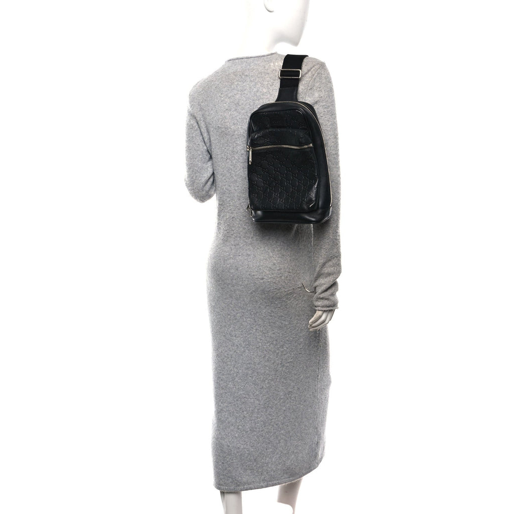 Gucci Guccissima Sling Backpack Black