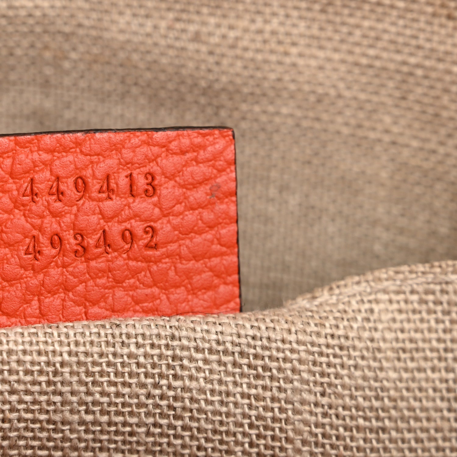 Gucci Monogram Dollar Calfskin Mini Bree Messenger Bag Beige Ebony Sun Orange