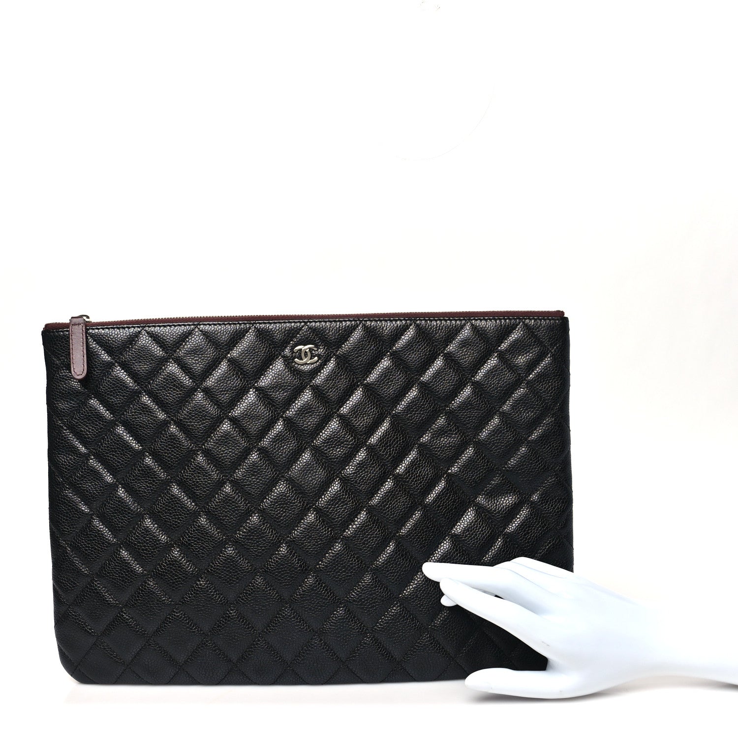 Caviar Quilted Large Cosmetic Case Black