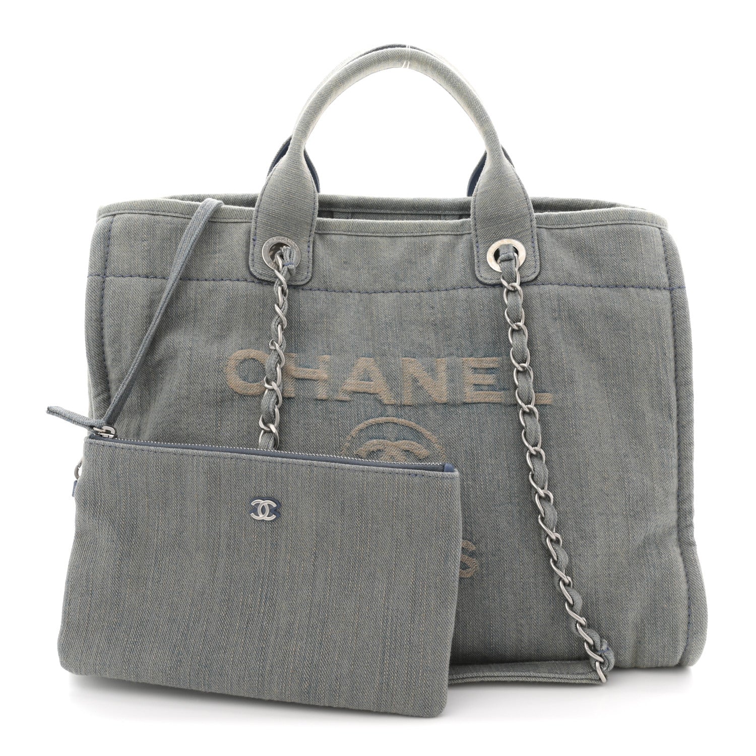 Chanel Denim Medium Deauville Tote Light Blue