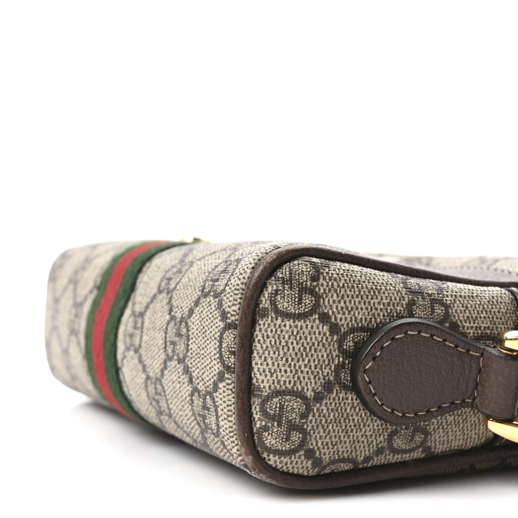 Gucci GG Supreme Monogram Web Mini Ophidia Shoulder Bag Brown