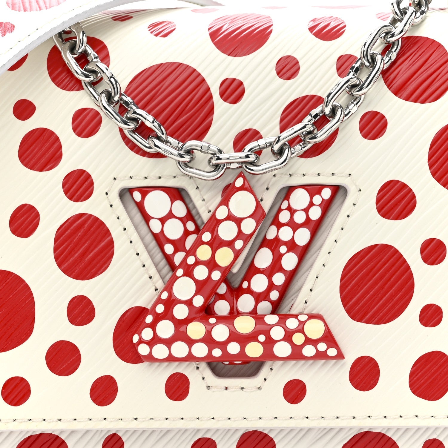 Louis Vuitton LV X YK Epi Infinity Dots Twist Shoulder Bag PM White Red