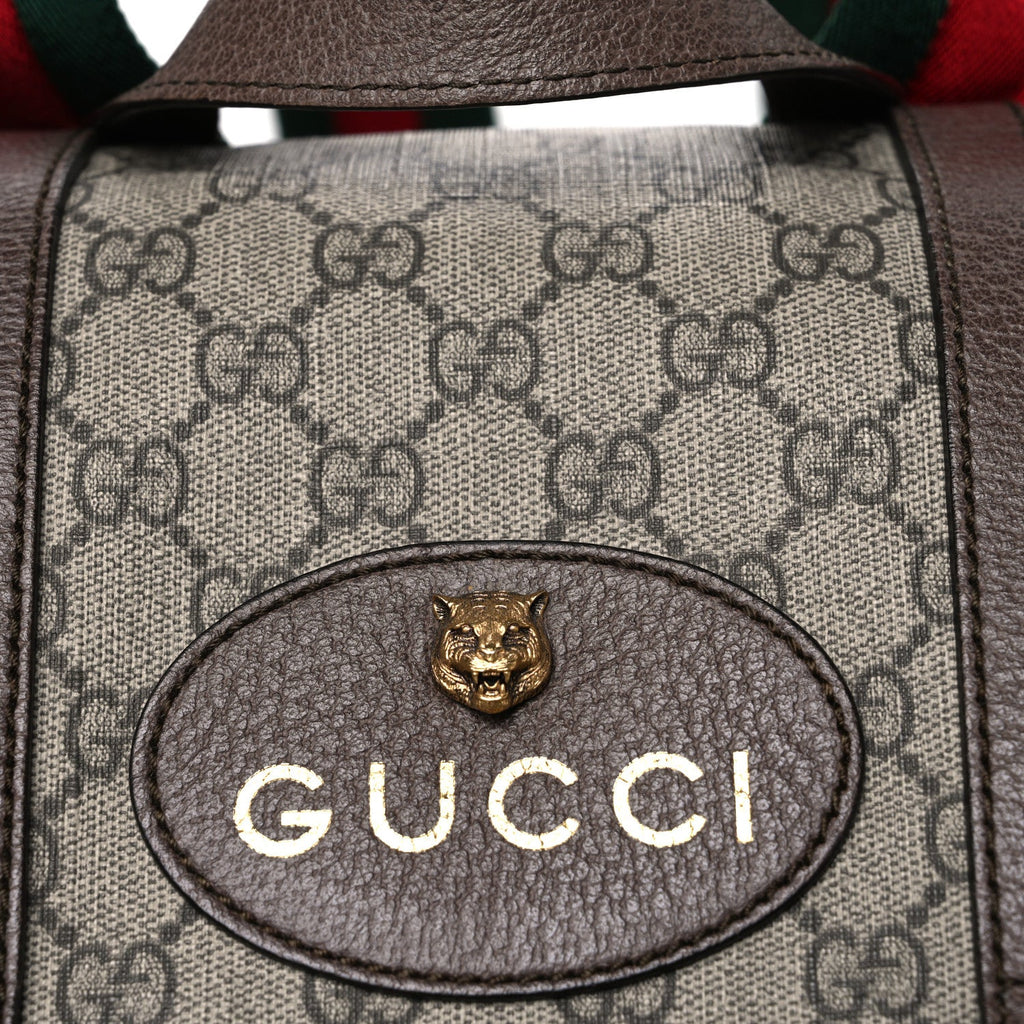 Gucci Soft GG Supreme Monogram Neo Vintage Double Buckle Backpack Beige New Acero Crop