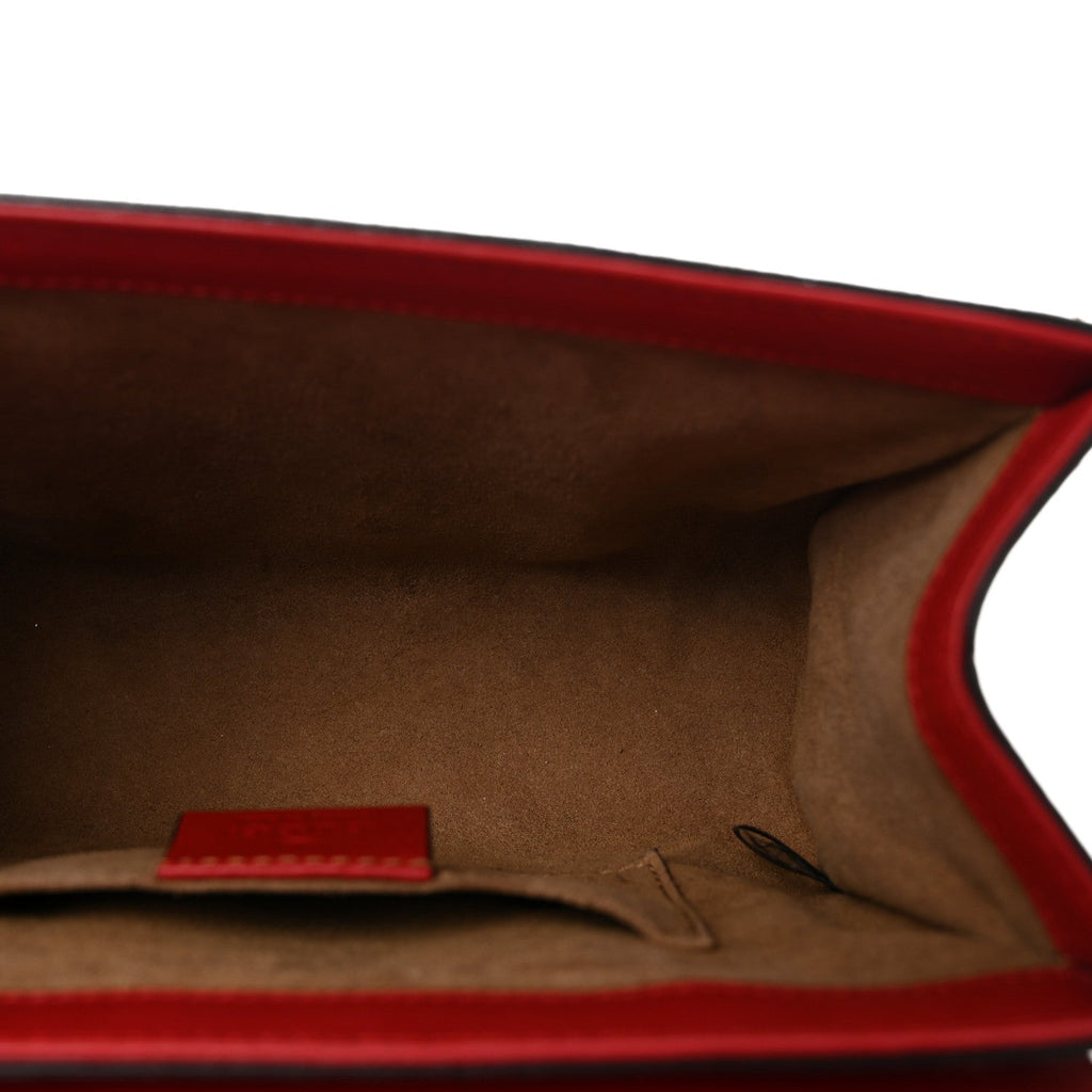 Gucci GG Supreme Monogram Calfskin Small Padlock Shoulder Bag Beige Hibiscus Red New Rosette