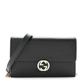 Gucci Dollar Calfskin Interlocking G Chain Wallet Black