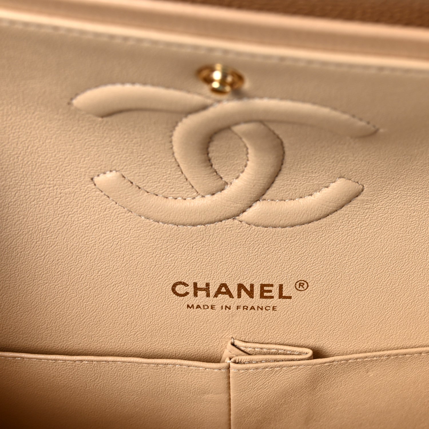 Chanel Caviar Quilted Medium Double Flap Beige