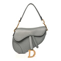 Christian Dior Grained Calfskin Saddle Bag Grey Stone