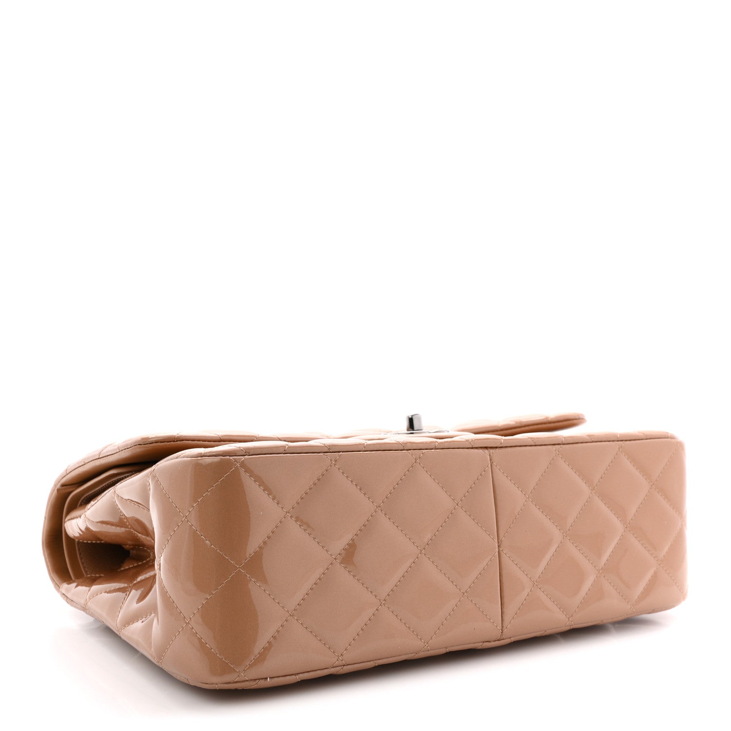 Chanel Patent Quilted Jumbo Double Flap Light Brown