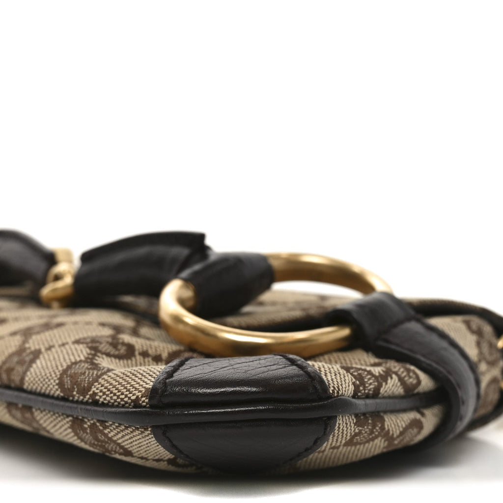 Gucci Monogram Horsebit Clutch Dark Brown