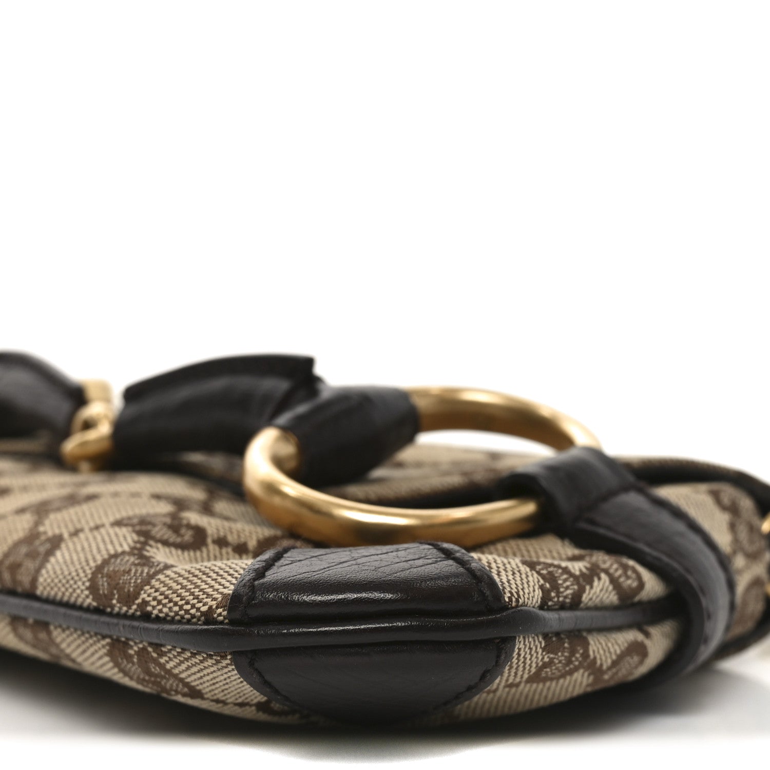 Gucci Monogram Horsebit Clutch Dark Brown