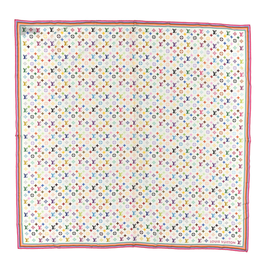 Louis Vuitton LV X TM Wool Silk Monogram Multicolor Shawl White