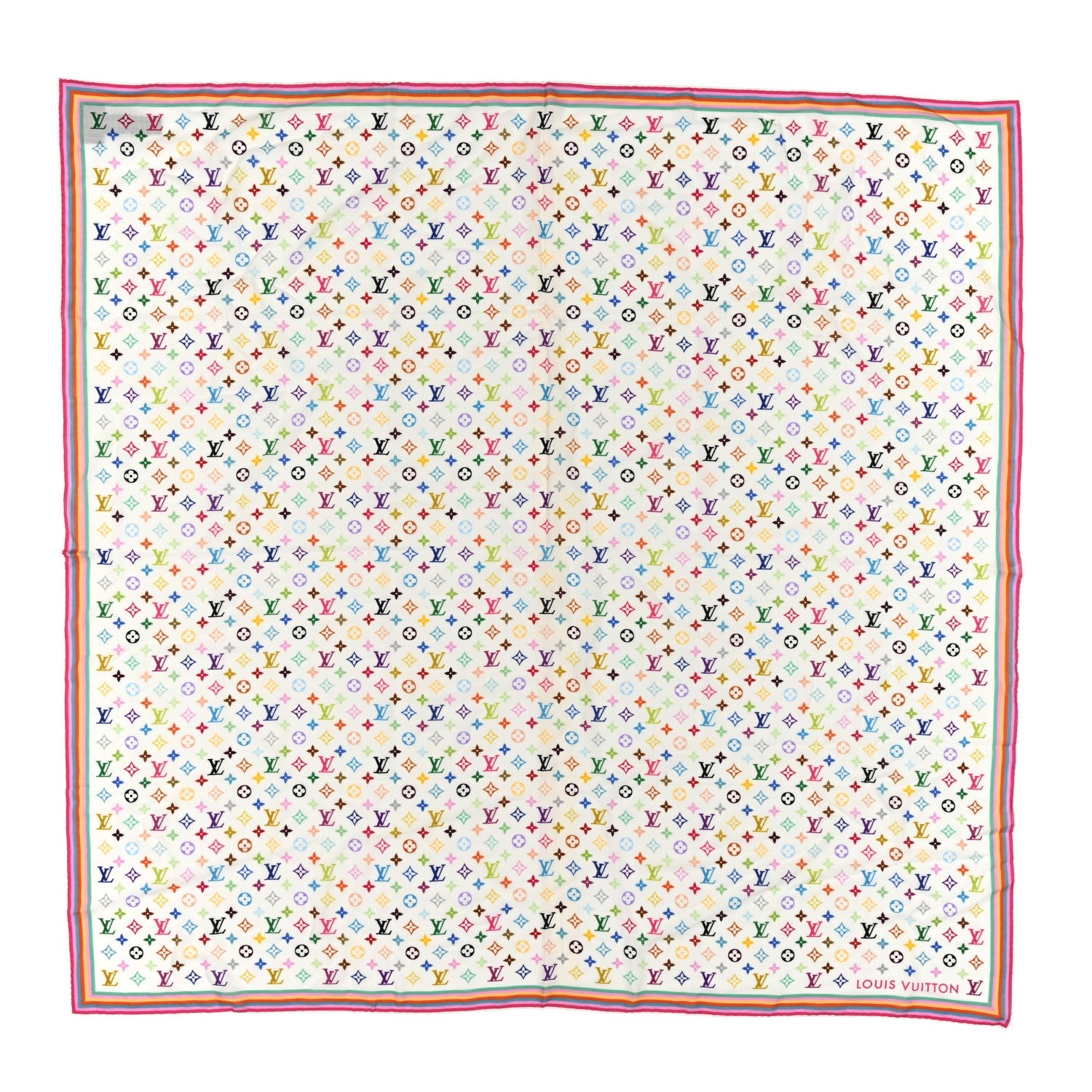 Louis Vuitton LV X TM Wool Silk Monogram Multicolor Shawl White