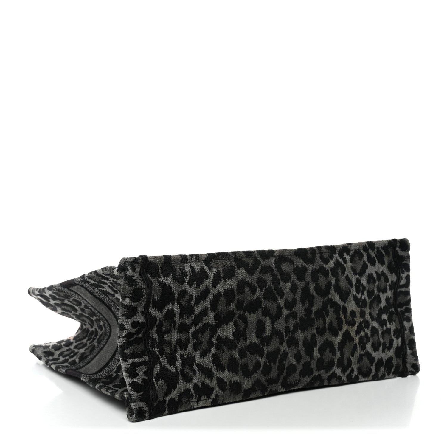 Christian Dior Canvas Mizza Embroidered Large Leopard Book Tote Grey