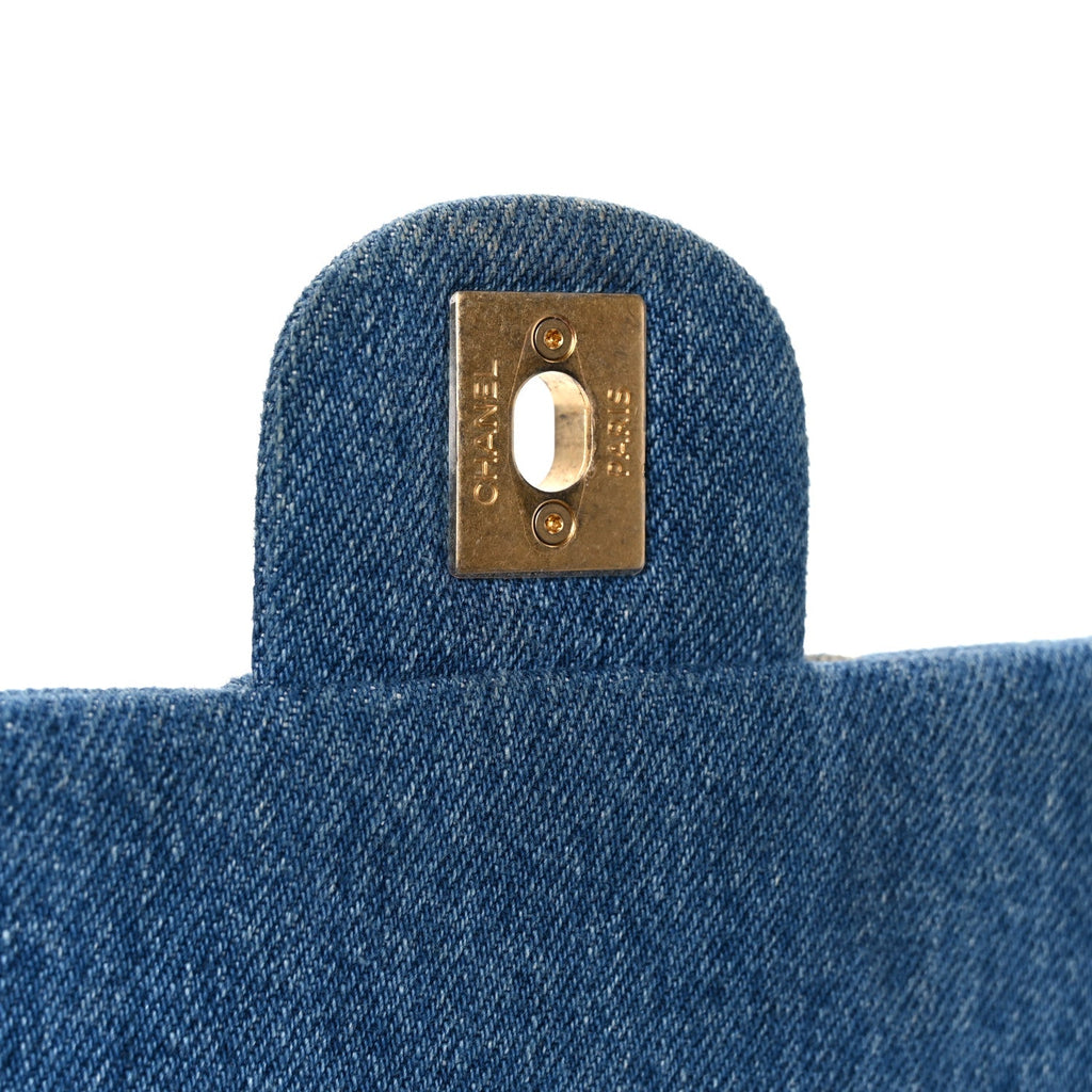 Chanel Denim Quilted Denim Large Mood Flap Blue Multicolor