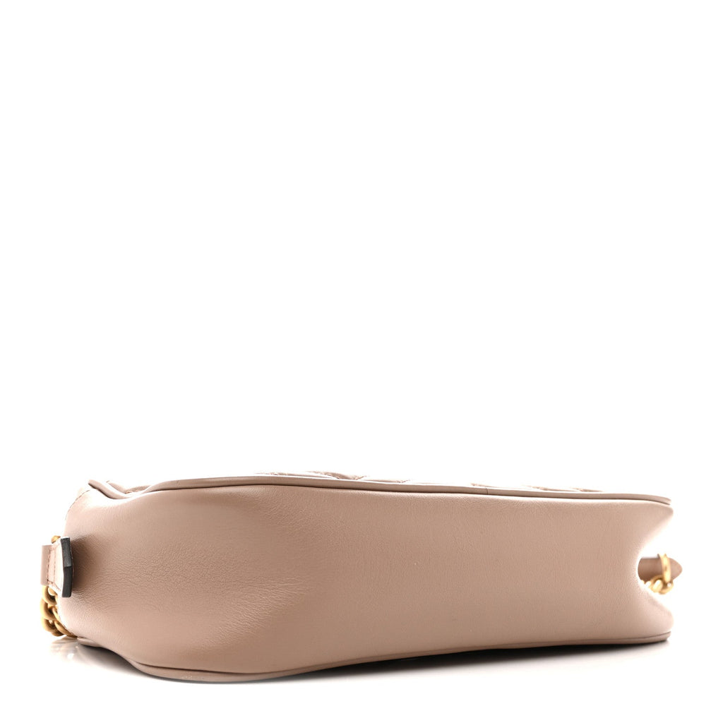 Gucci Calfskin Matelasse Small GG Marmont Chain Shoulder Bag Porcelain Rose