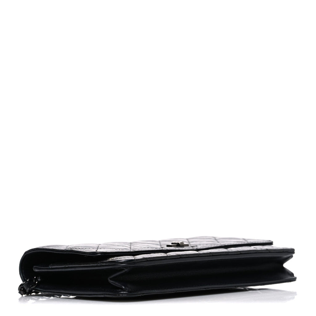 Chanel Glazed Aged Calfskin Reissue Wallet On Chain WOC So Black