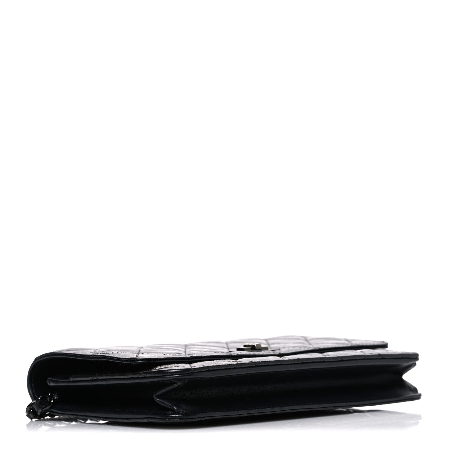 Chanel Glazed Aged Calfskin Reissue Wallet On Chain WOC So Black
