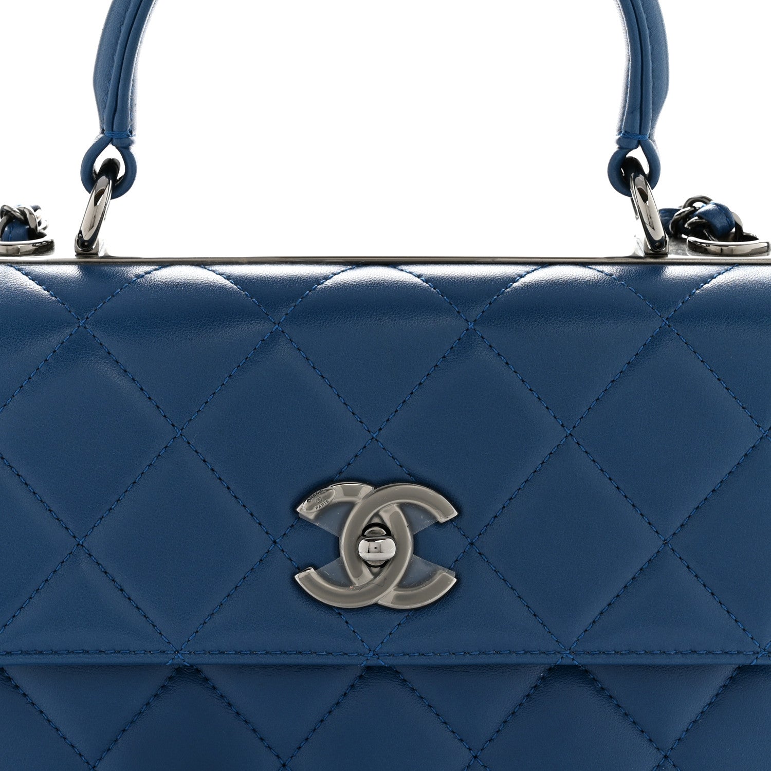 Chanel Lambskin Quilted Small Trendy CC Flap Dual Handle Bag Blue