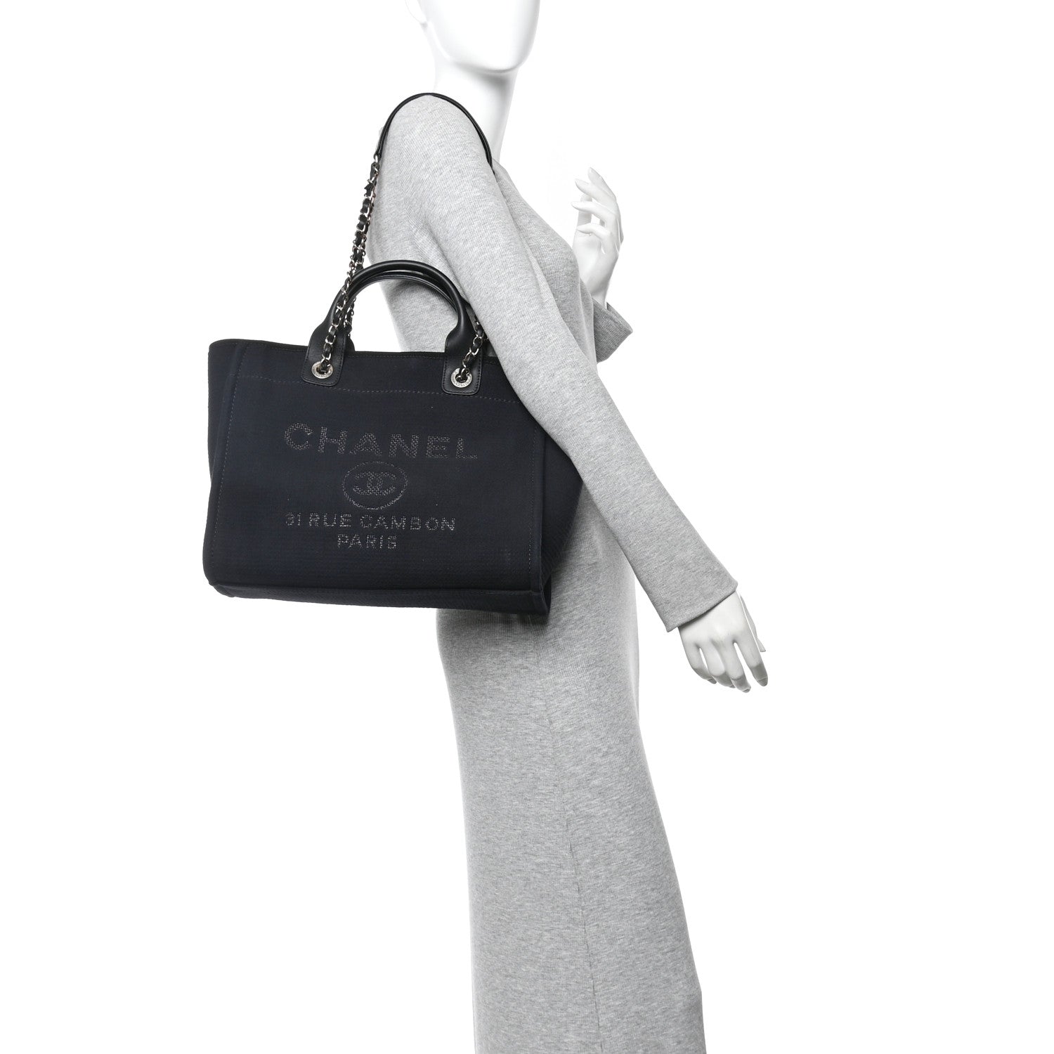 Chanel Mixed Fibers Small Deauville Tote Black