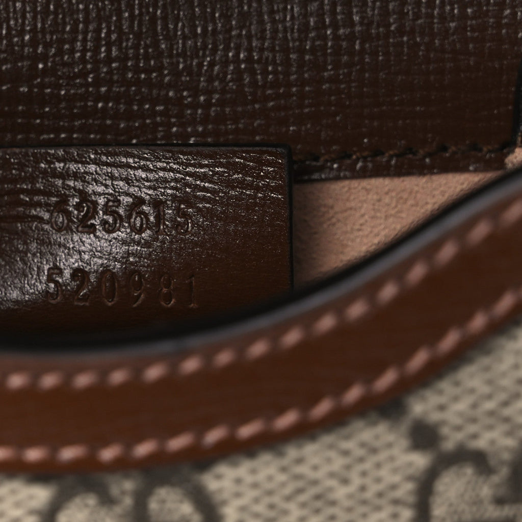 Gucci GG Supreme Monogram Mini Horsebit 1955 Crossbody Bag Beige Brown Sugar