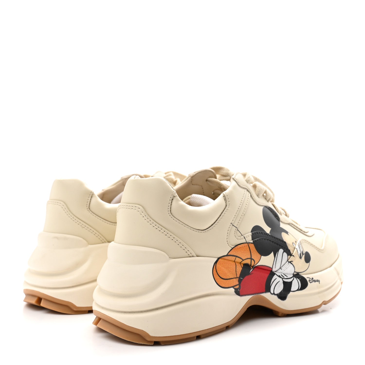 Gucci X DISNEY Calfskin Mickey Mouse Womens Rhyton Sneakers 36.5 Ivory