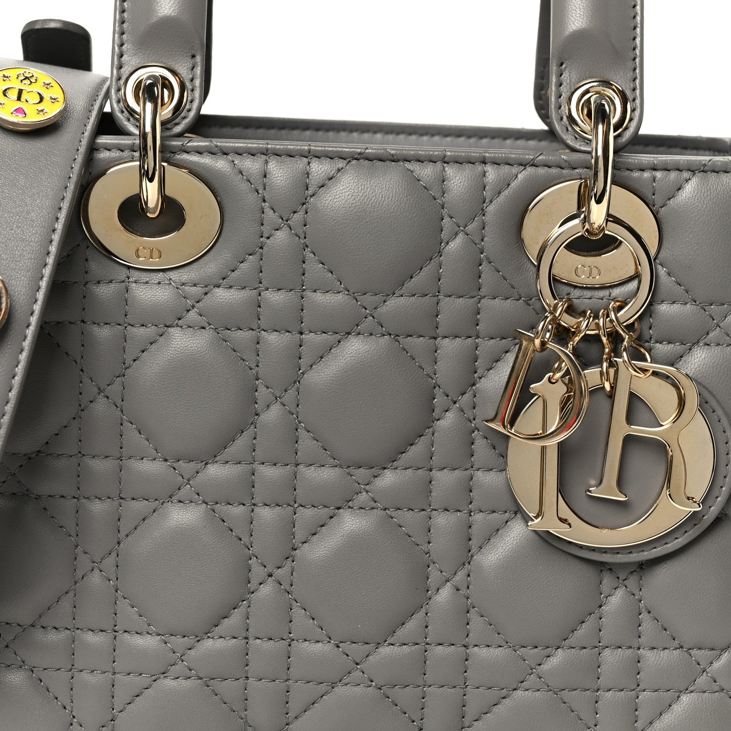 Christian Dior Lambskin Cannage Small Lucky Badges My Lady Dior Grey