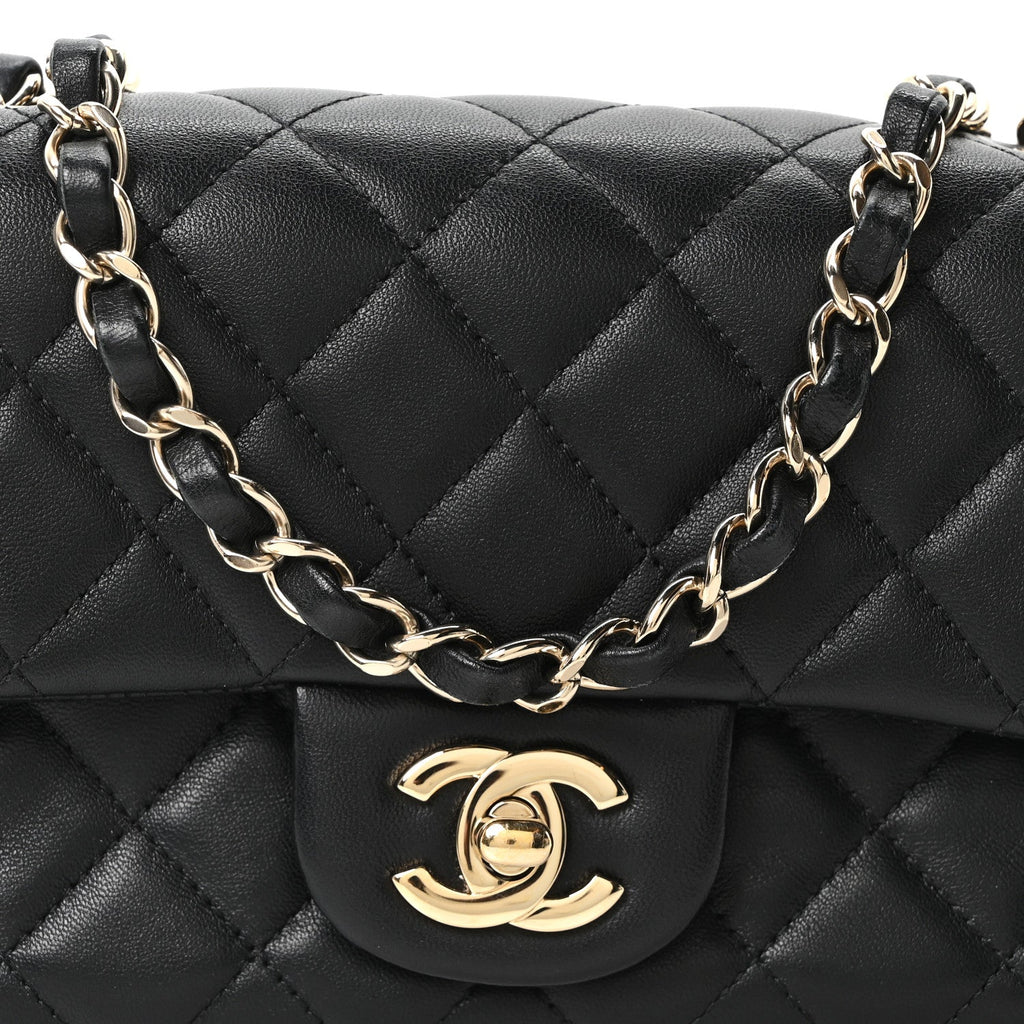 Chanel Lambskin Quilted Mini Rectangular Flap Black
