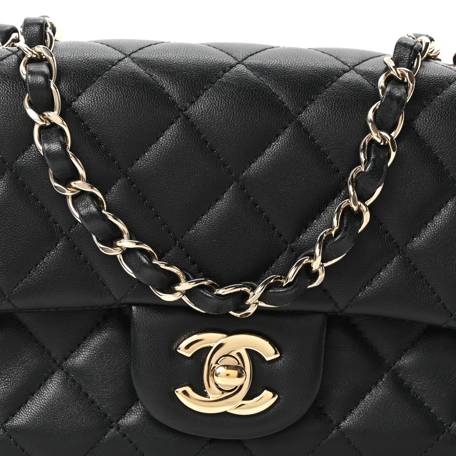 Chanel Lambskin Quilted Mini Rectangular Flap Black